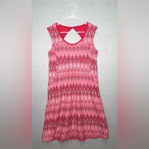 NWT PrAna Calico Dress M Azalea Feather Print Sleeveless Stretch Pink Athleisure